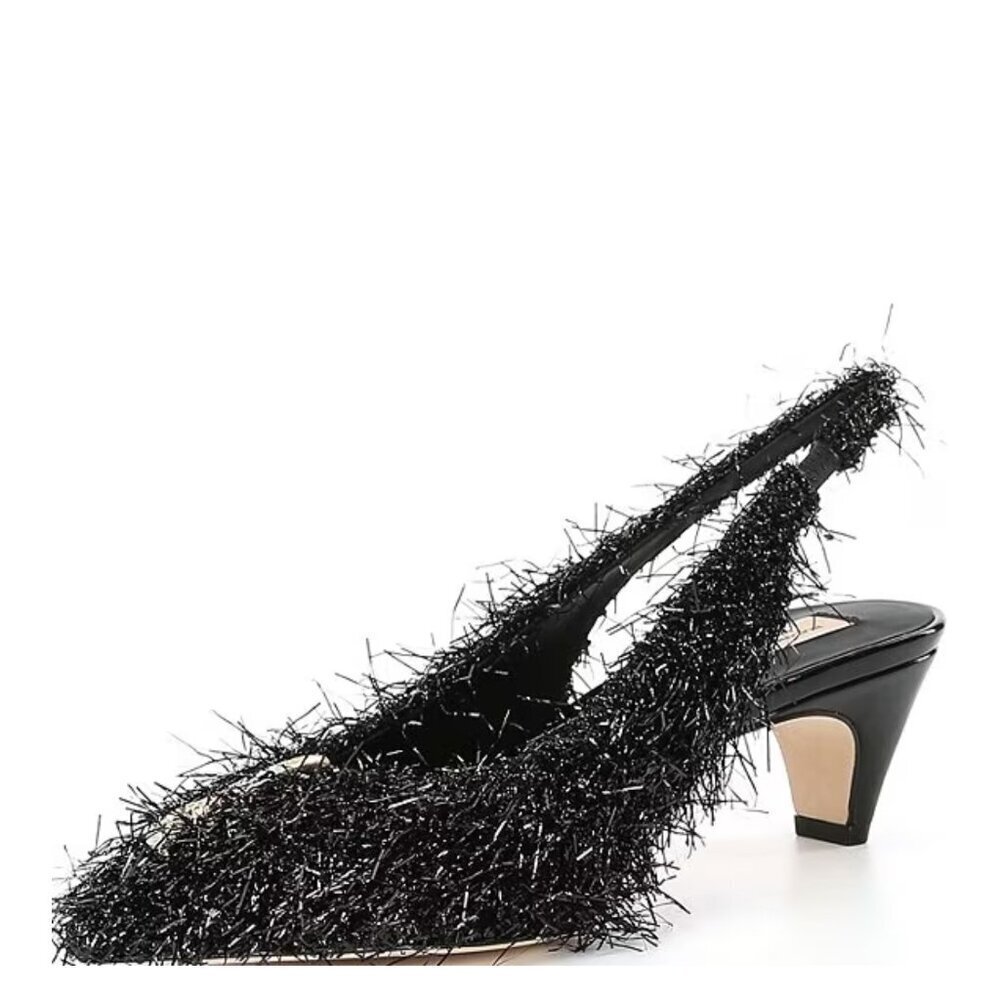 NEW Antonio Melani x Elizabeth Damrich Moon Boucle Frayed Detail Slingback Pumps - Picture 5 of 6